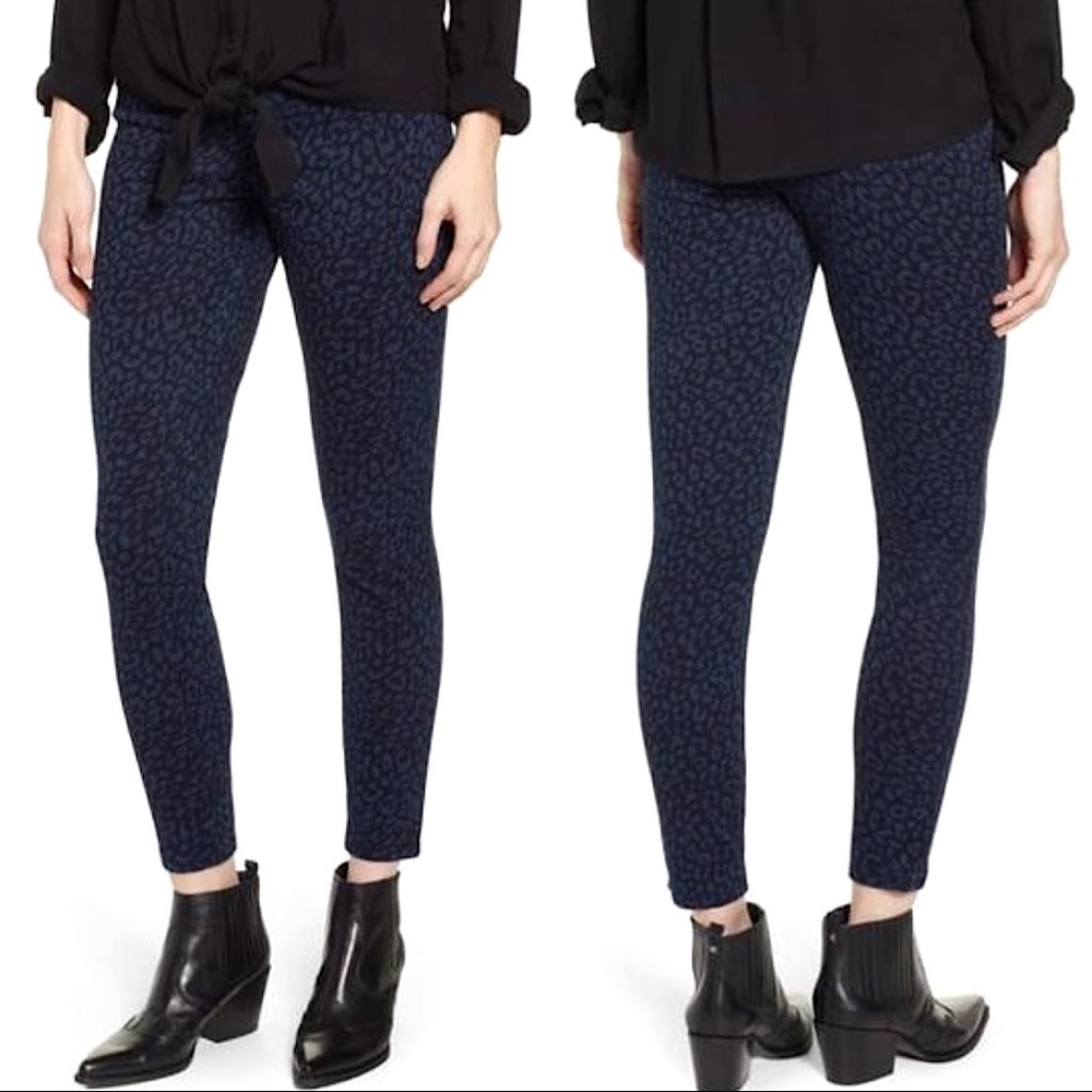 SPANX Jean-ish Ankle Legging High Rise Pull On Jeans Blue Leopard Denim M NEW - Picture 10 of 16